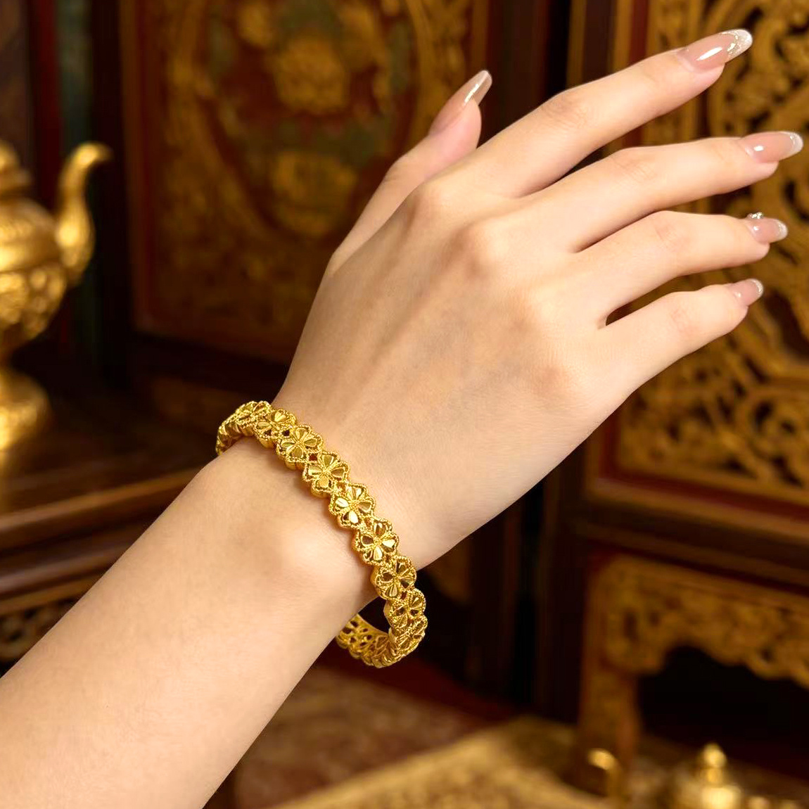 1 PCS 24k Color Gold-plated Copper bangle