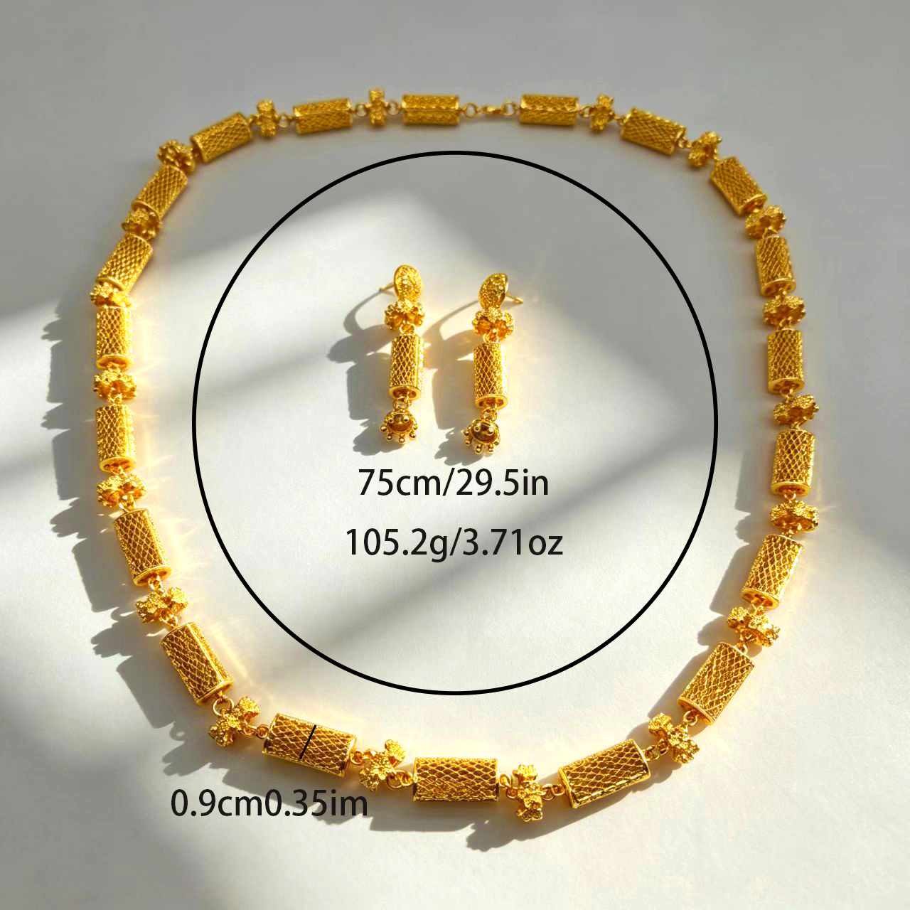 2-Piece Set: Earring  & Necklace, Alloy with 24K Gold Plating for Women