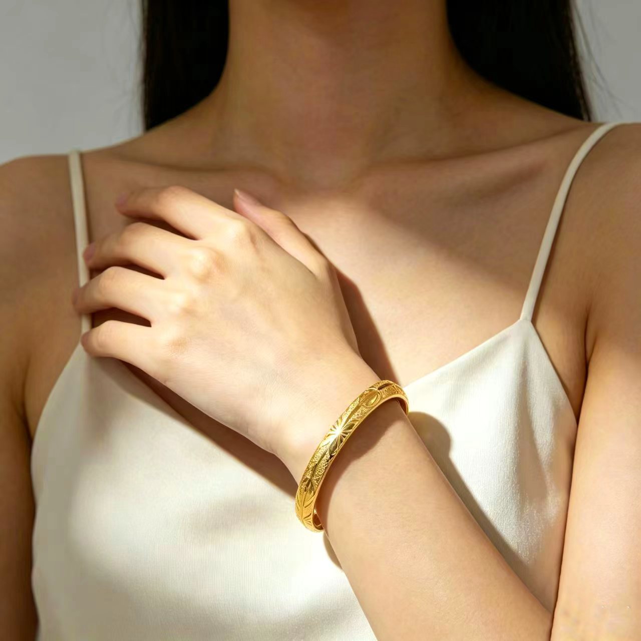 1 PCS 24k Color Gold-plated Copper bangle