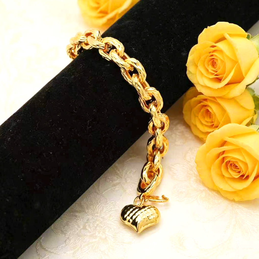 24k Gold-plated Copper Heart-Shaped Bracelet
