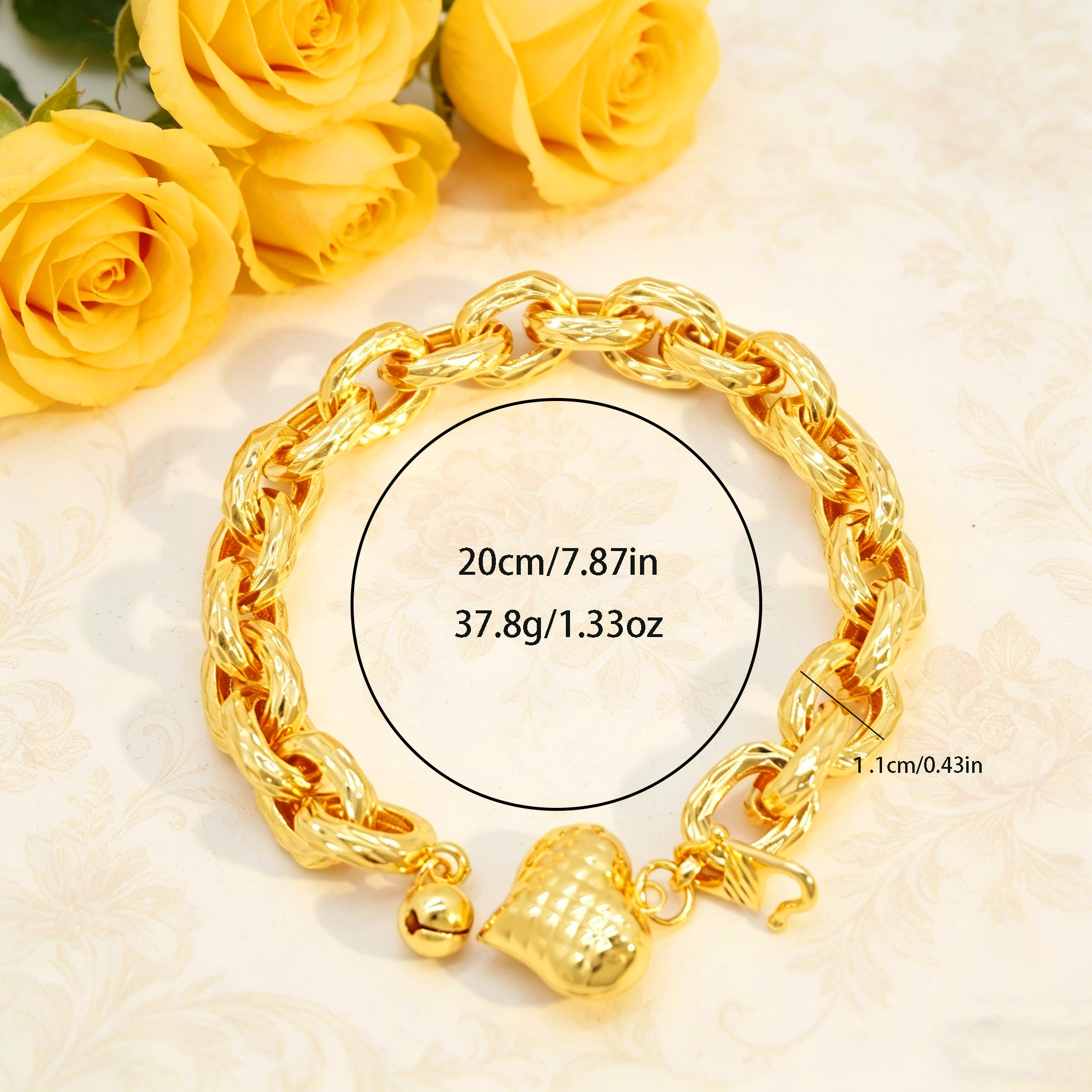 24k Gold-plated Copper Heart-Shaped Bracelet