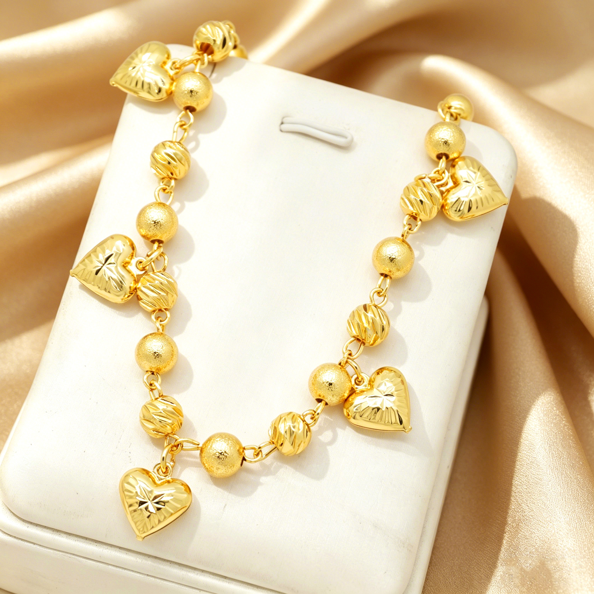 24k Color Gold-plated Copper Heart-Shaped Bracelet