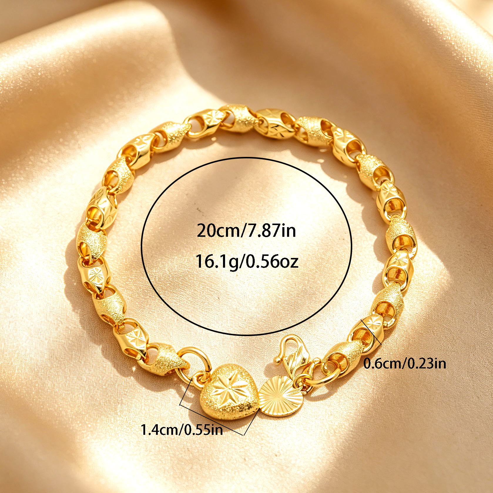24k Gold-plated Copper Heart-Shaped Bracelet
