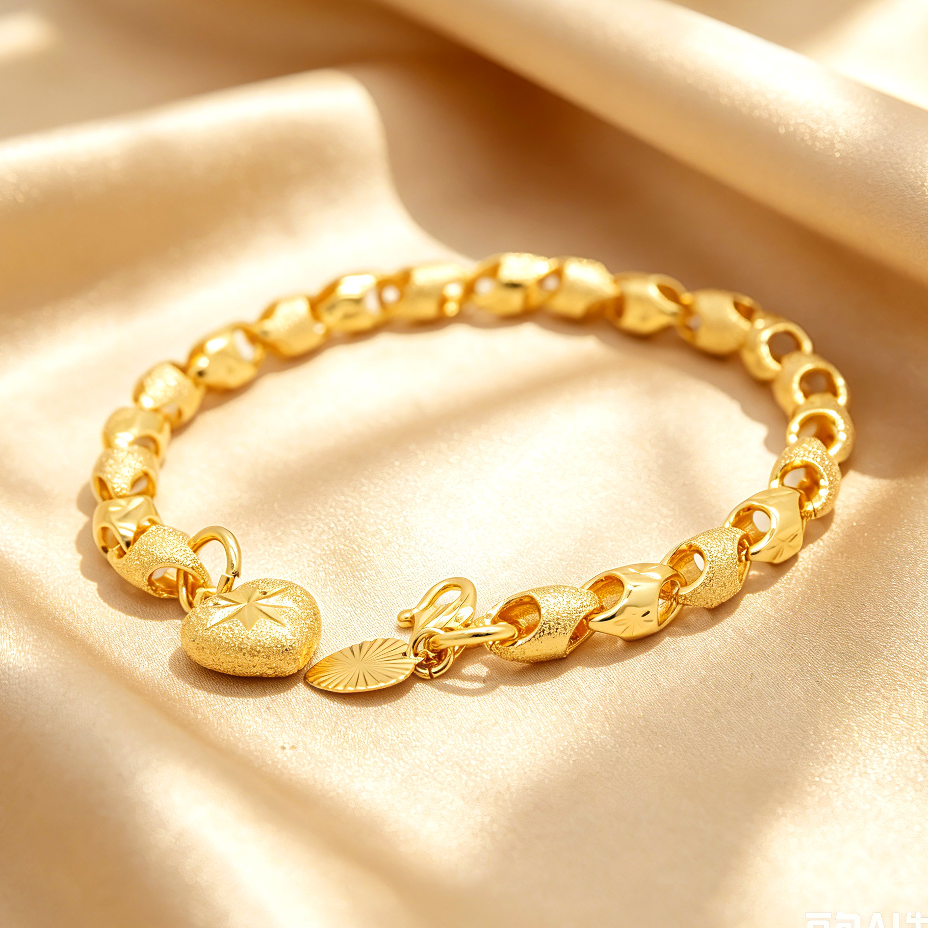 24k Gold-plated Copper Heart-Shaped Bracelet