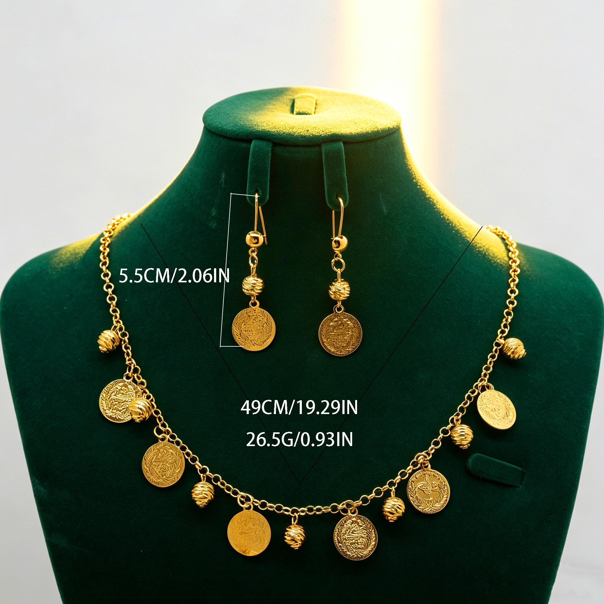 2-piece Set: 24k Color Alloy Gold-plated Necklace & Earrings