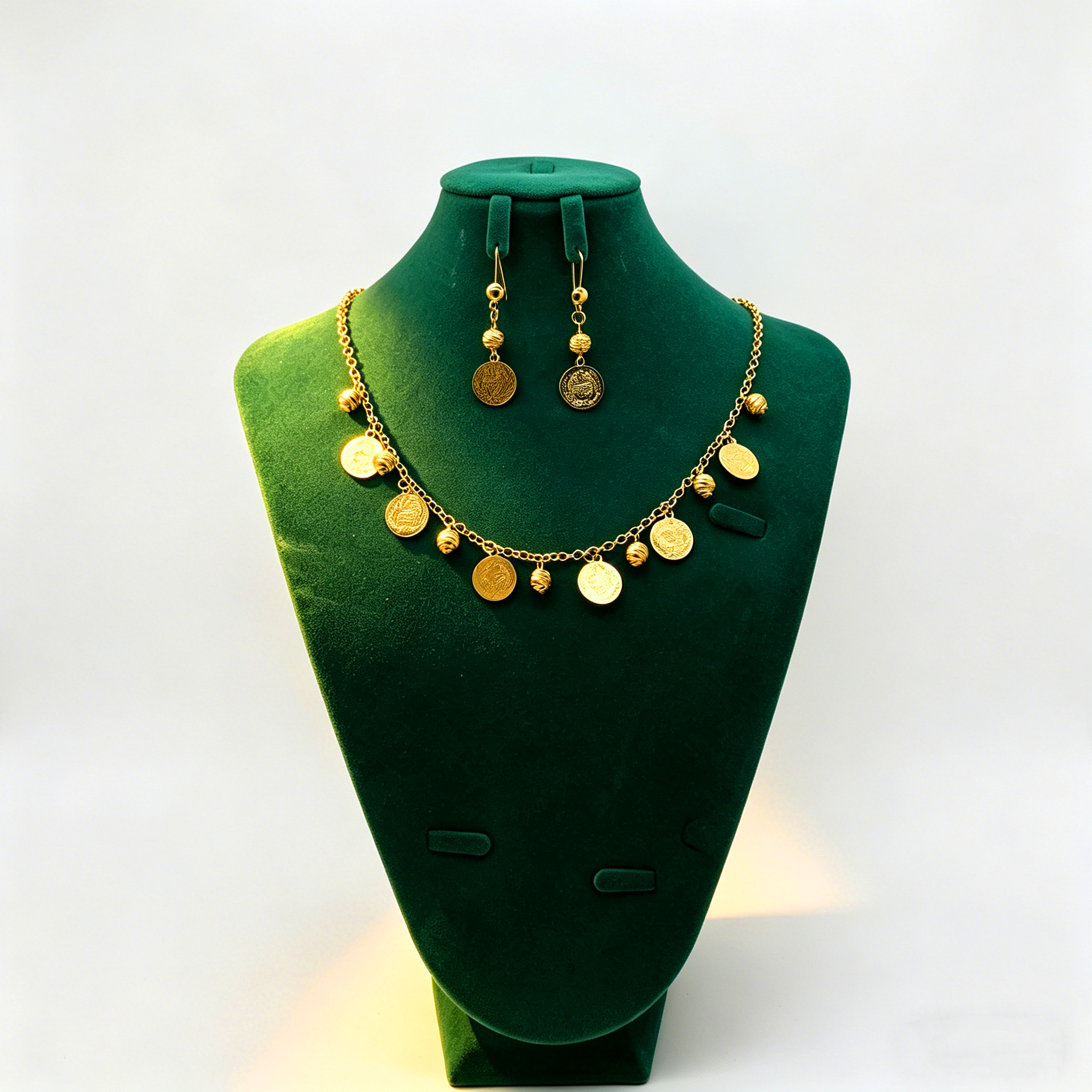 2-piece Set: 24k Color Alloy Gold-plated Necklace & Earrings