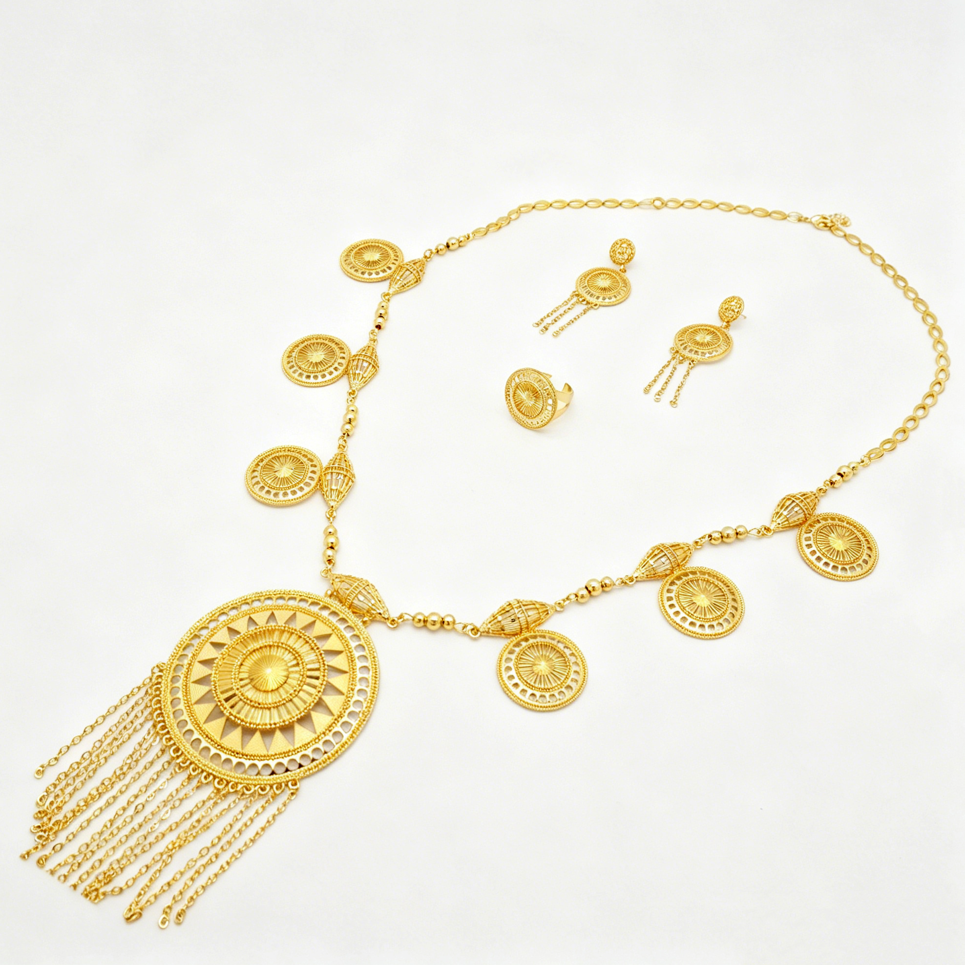 3-Piece Set: Earring  & Necklace & Ring, Alloy with 24K Gold Plating for Women