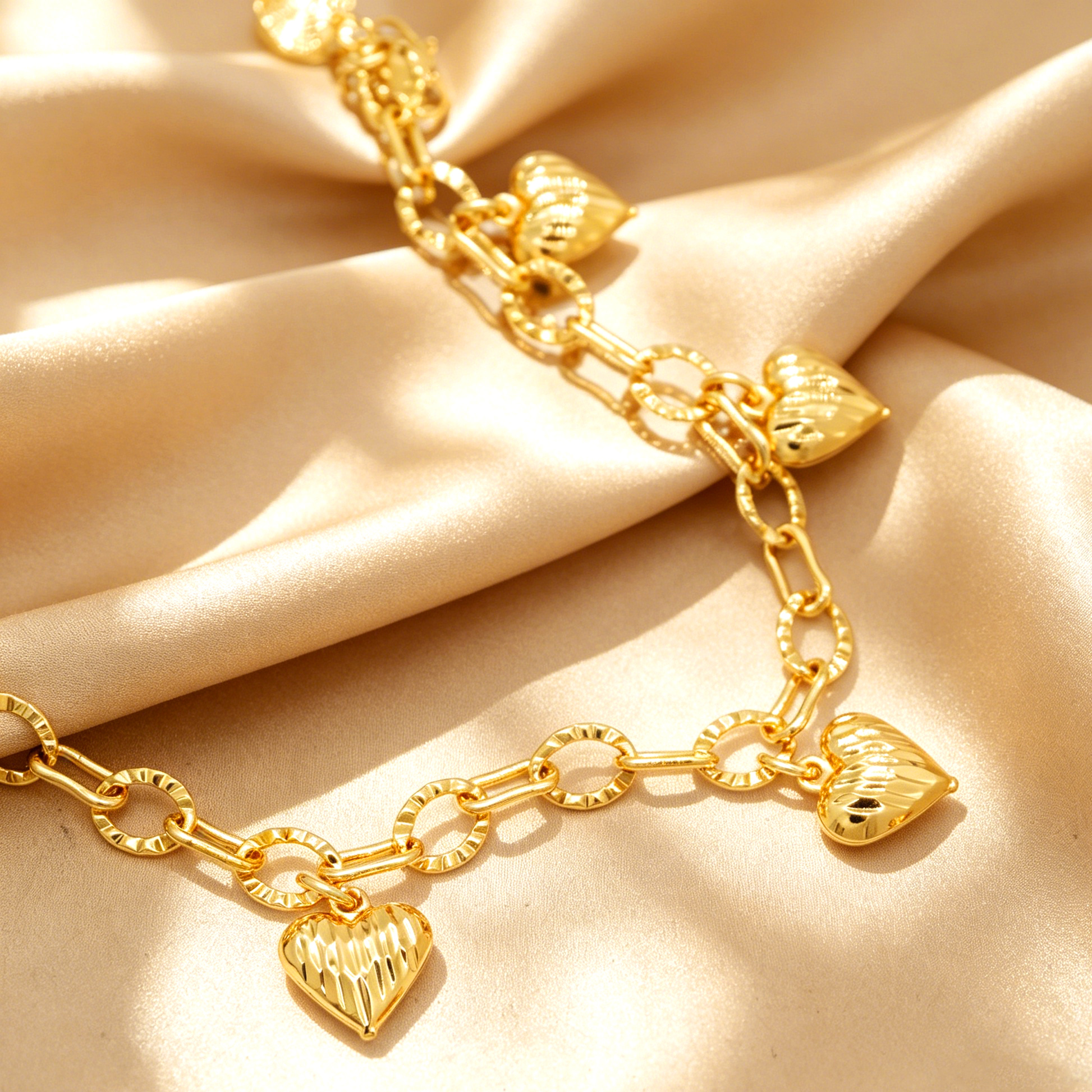 24k Gold-plated Copper Heart-Shaped Bracelet