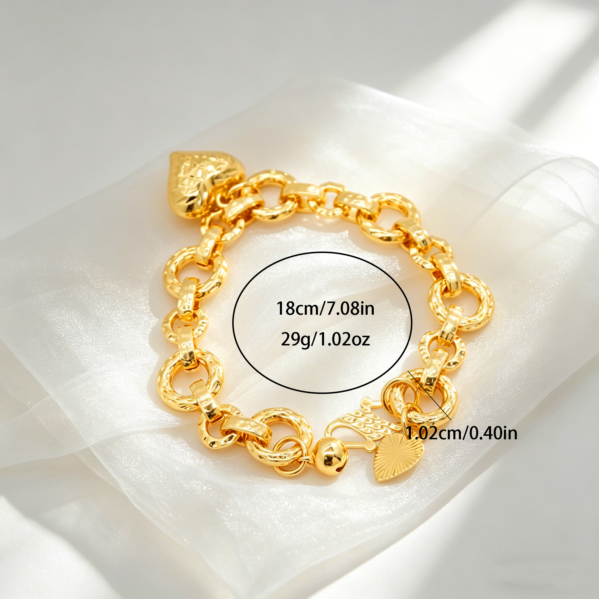 24k Gold-plated Copper Heart-Shaped Bracelet