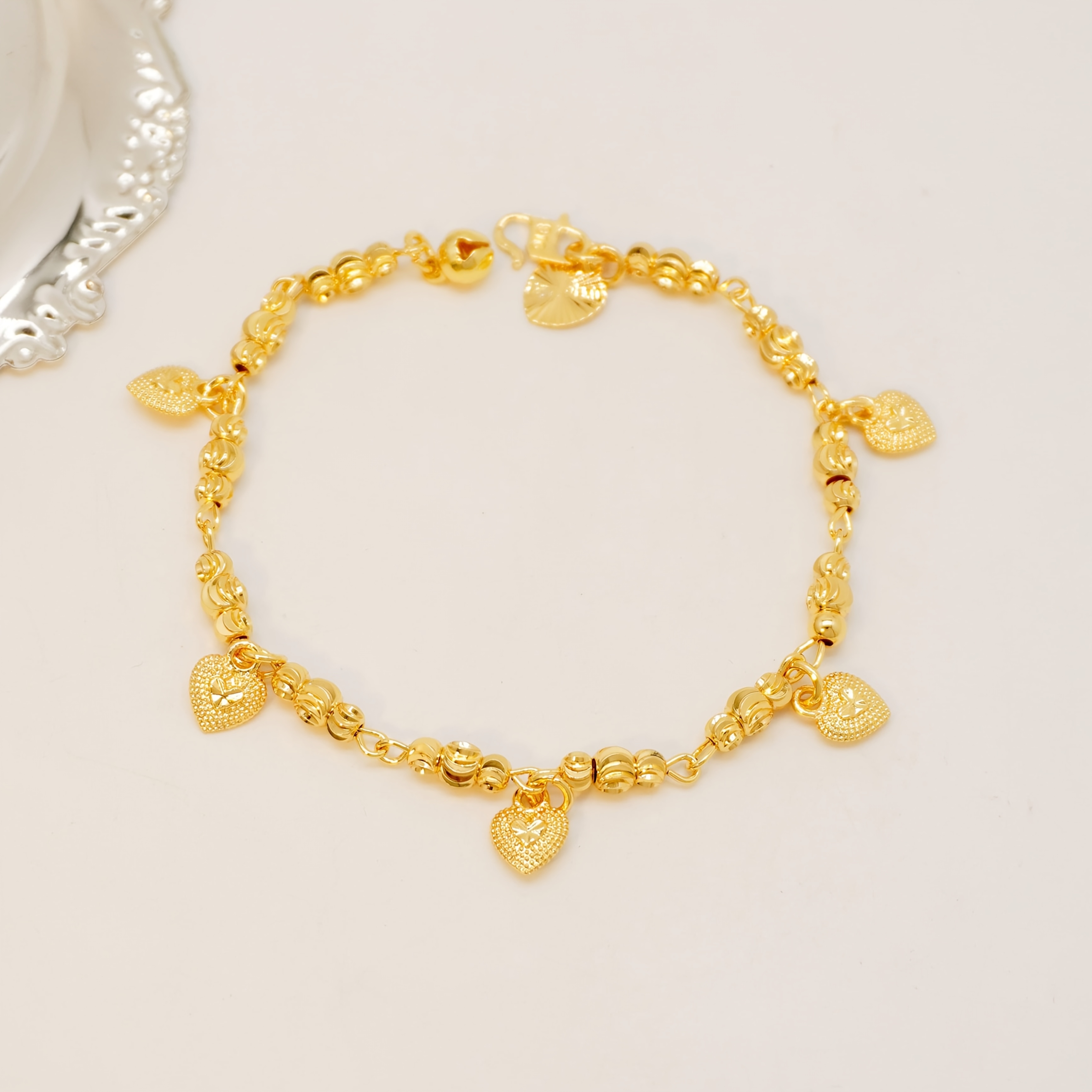 24k Gold-plated Copper Heart-Shaped Bracelet
