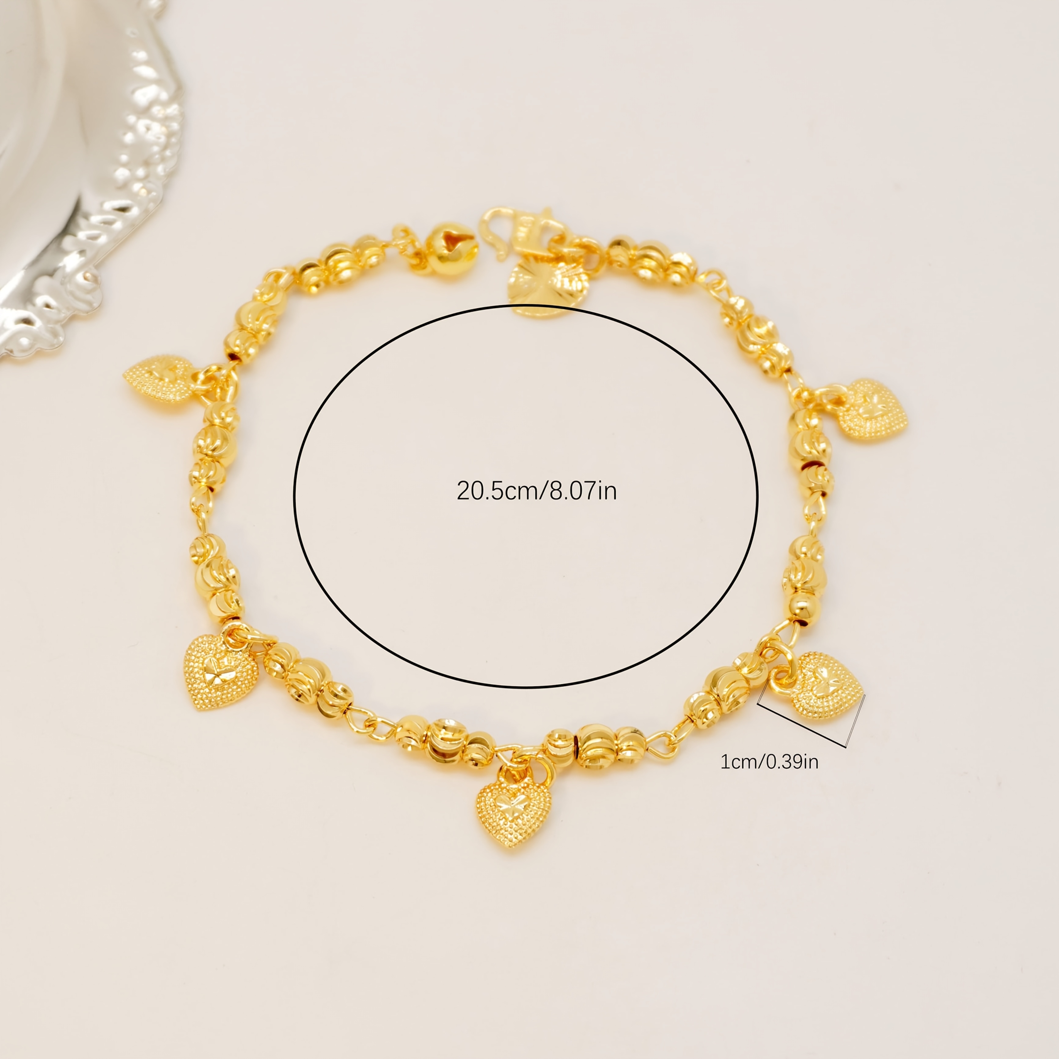 24k Gold-plated Copper Heart-Shaped Bracelet