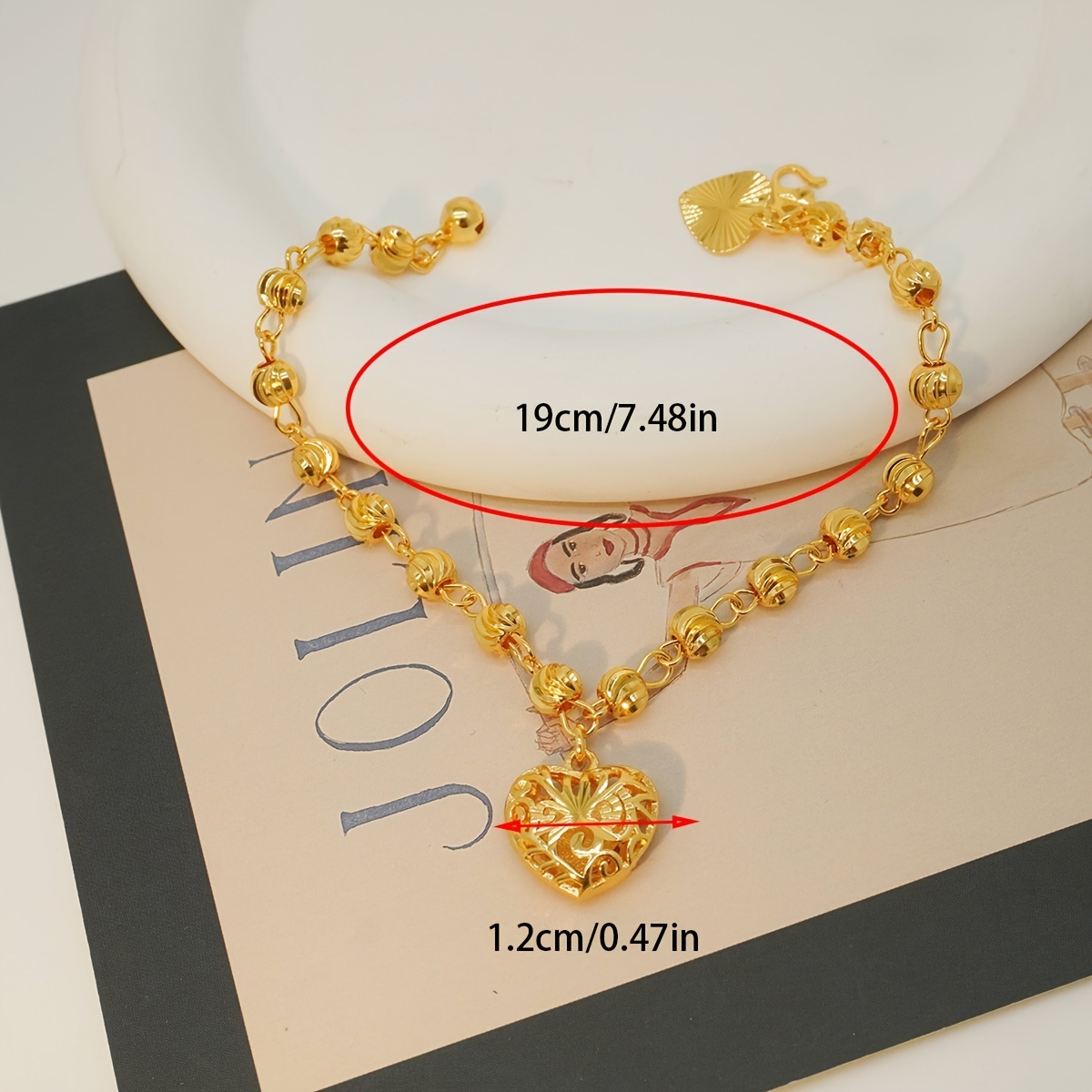 24k Color Gold-plated Copper Heart-Shaped Bracelet