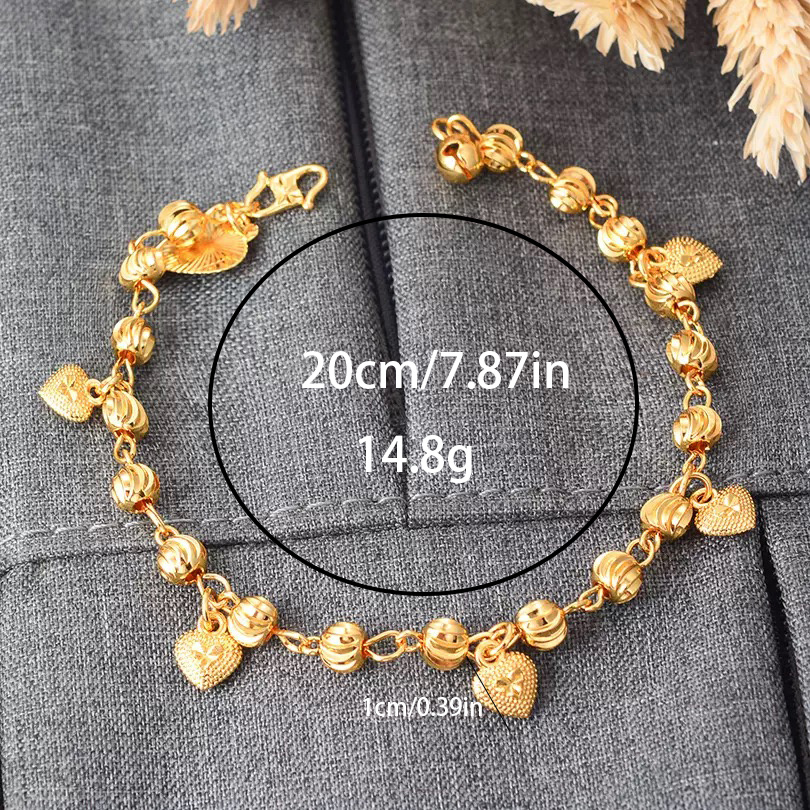 24k Color Gold-plated Copper Heart-Shaped Bracelet