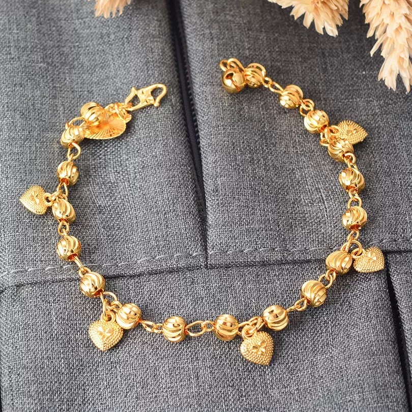 24k Color Gold-plated Copper Heart-Shaped Bracelet