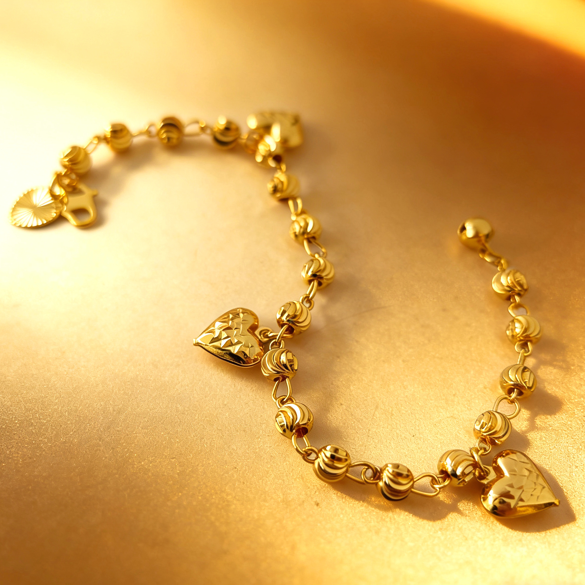 24k Gold-plated Copper Heart-Shaped Bracelet