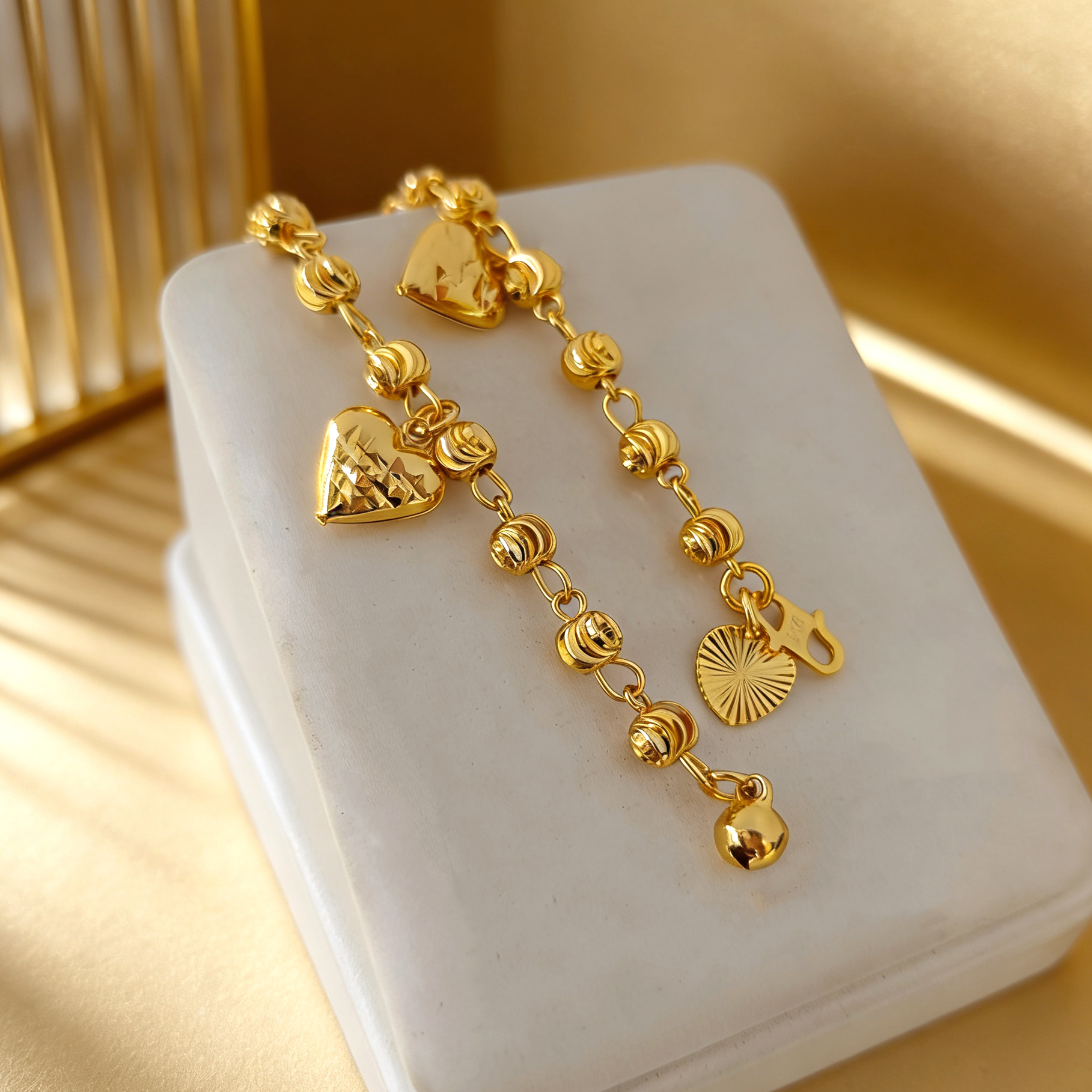24k Gold-plated Copper Heart-Shaped Bracelet
