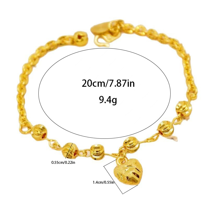 24k Color Gold-plated Copper Heart-Shaped Bracelet