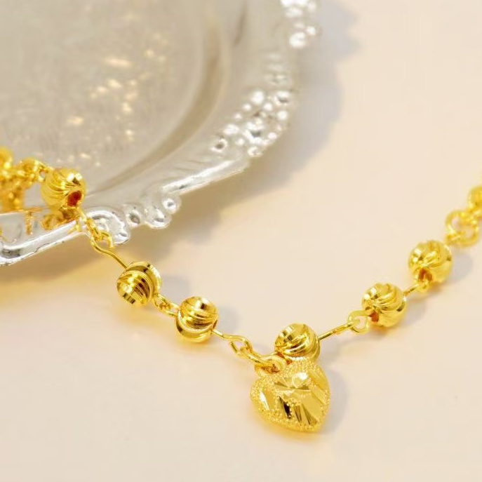 24k Color Gold-plated Copper Heart-Shaped Bracelet