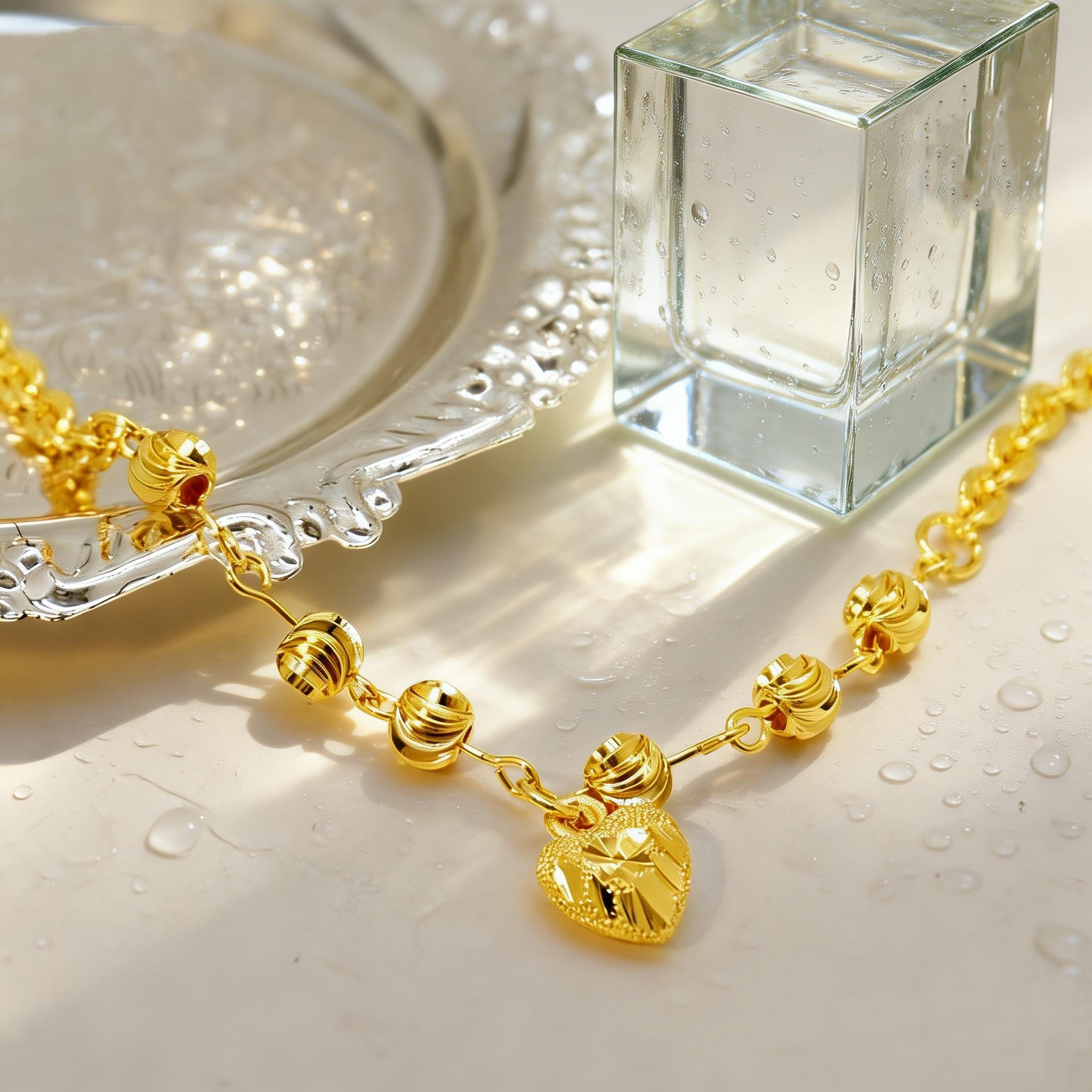 24k Color Gold-plated Copper Heart-Shaped Bracelet