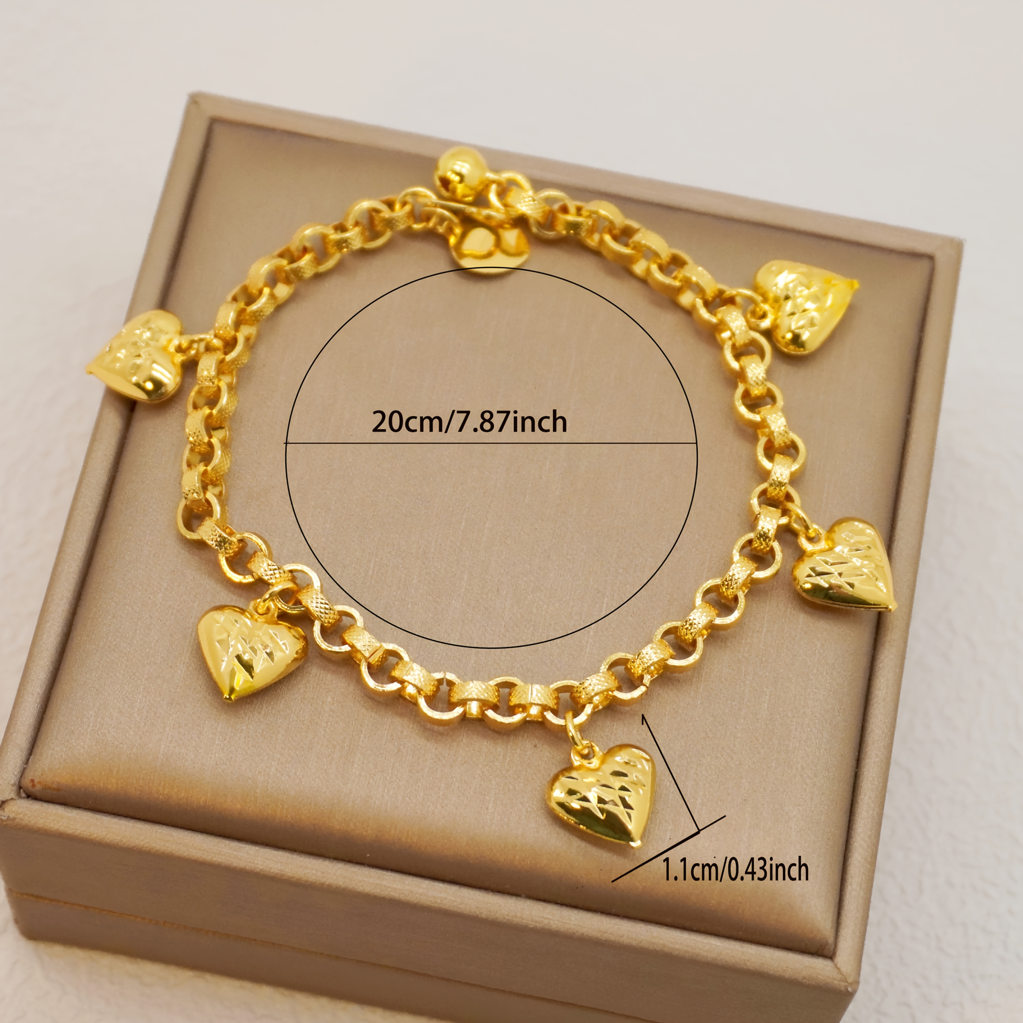 24k Gold-plated Copper Heart-Shaped Bracelet