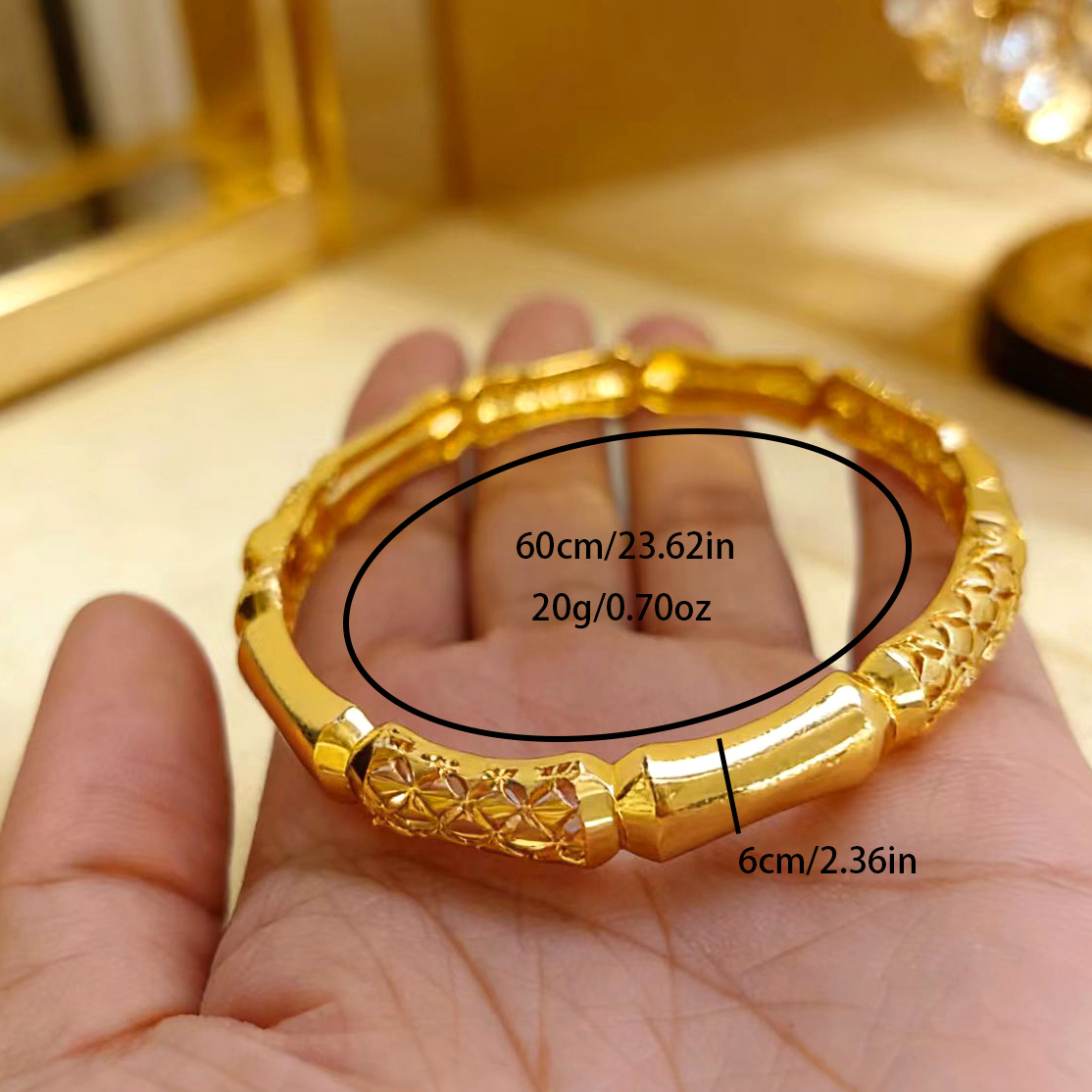 1 PCS 24k Color Gold-plated Copper bangle