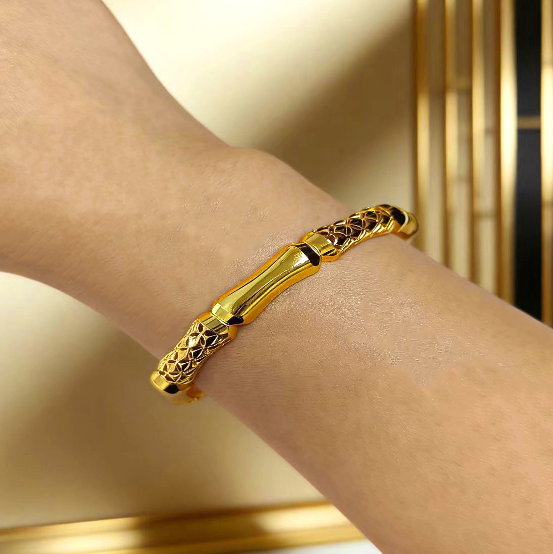1 PCS 24k Color Gold-plated Copper bangle