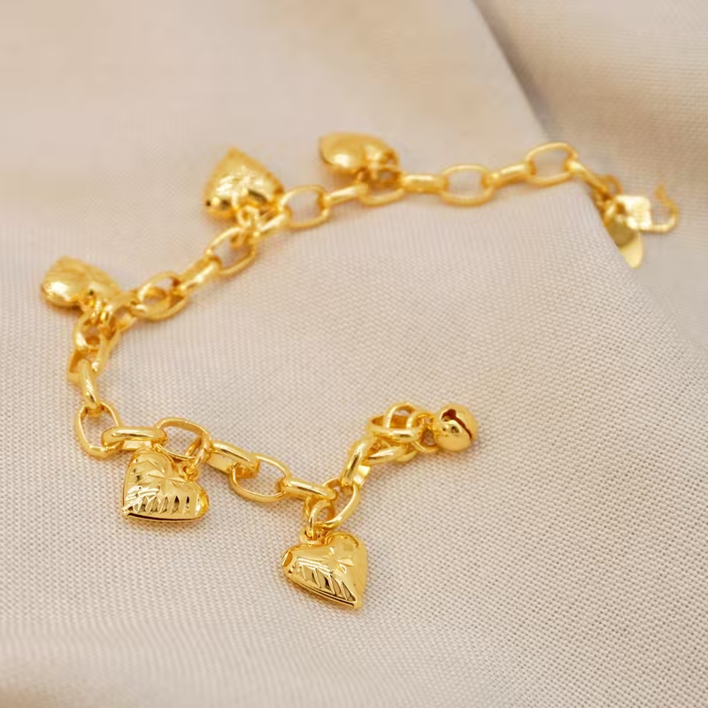 24k Gold-plated Copper Heart-Shaped Bracelet
