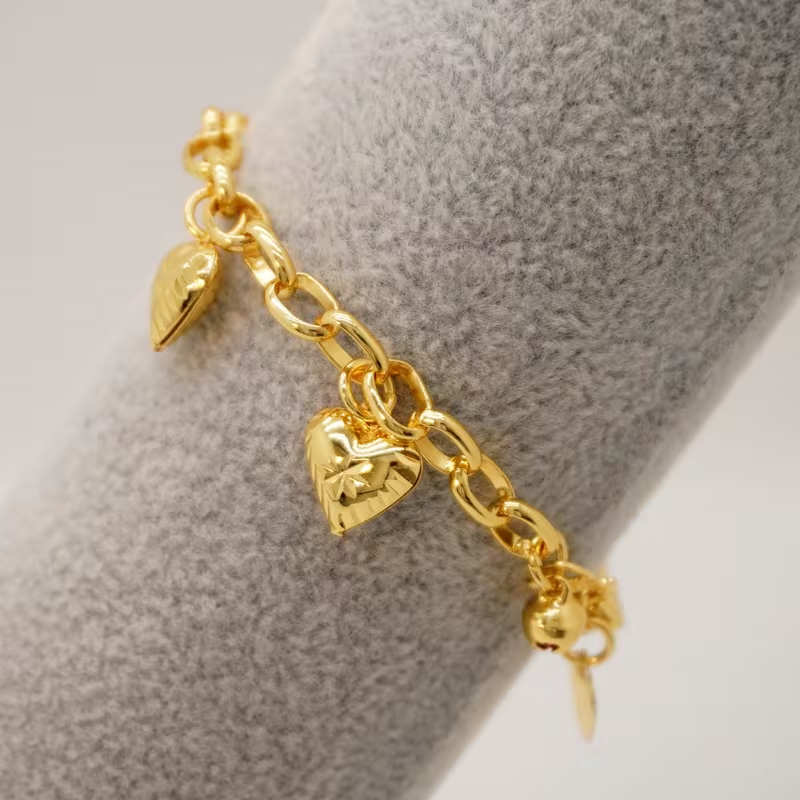 24k Gold-plated Copper Heart-Shaped Bracelet