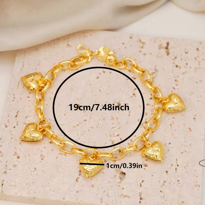 24k Gold-plated Copper Heart-Shaped Bracelet