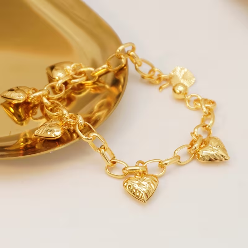 24k Gold-plated Copper Heart-Shaped Bracelet