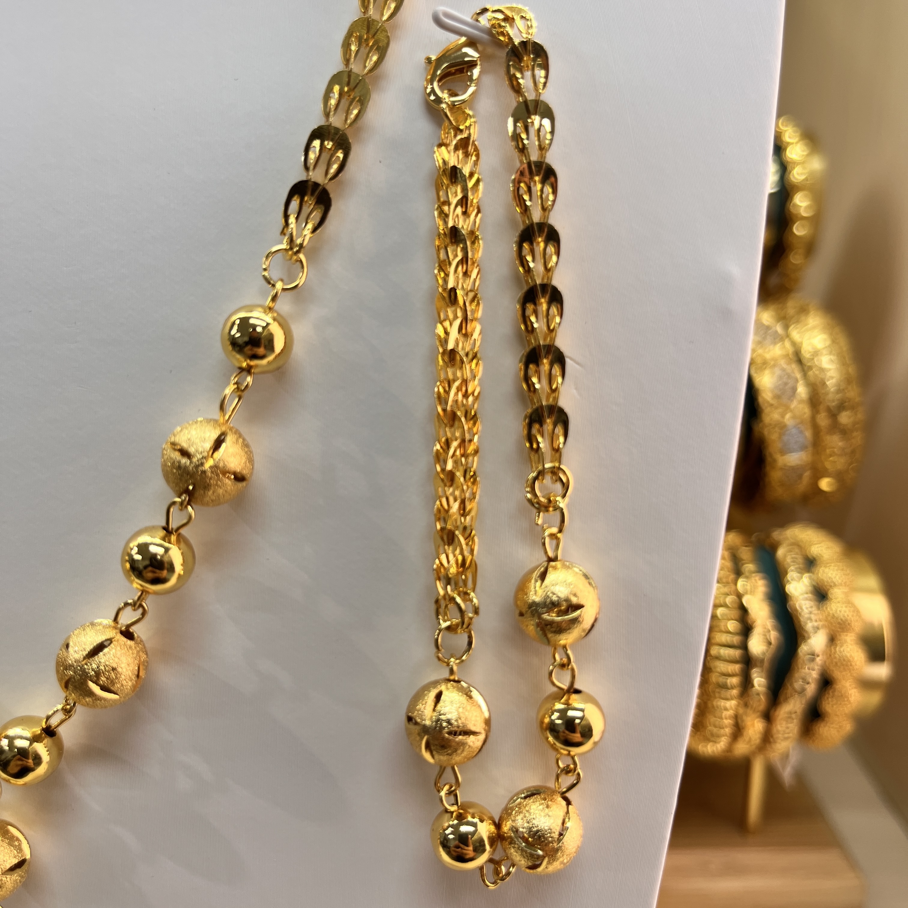 3-piece Set: Earrings, Necklace, and Bracelet; Made of Copper with a 24K Gold-plated Finish, women's style-01
