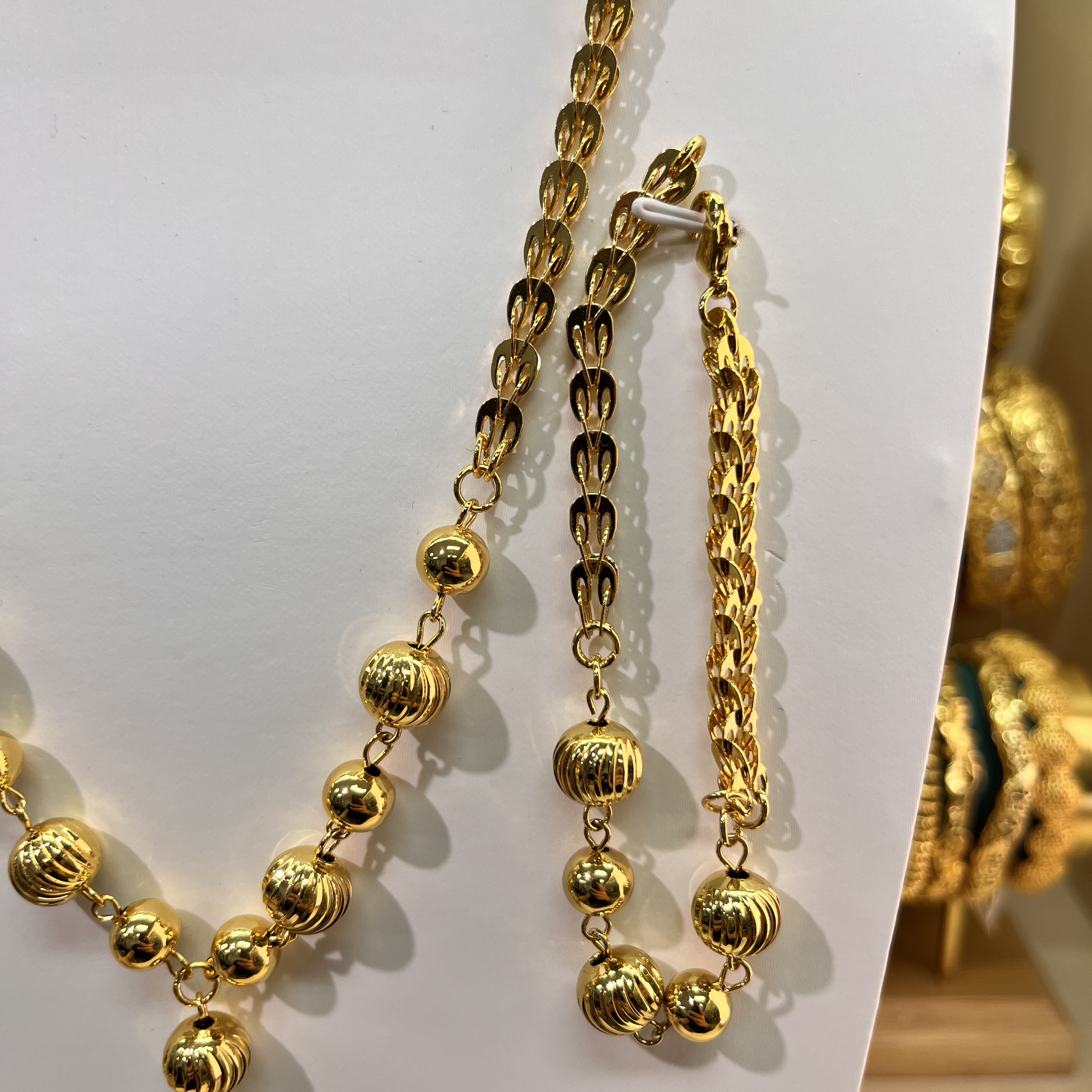 3-piece Set: Earrings, Necklace, and Bracelet; Made of Copper with a 24K Gold-plated Finish, women's style-02