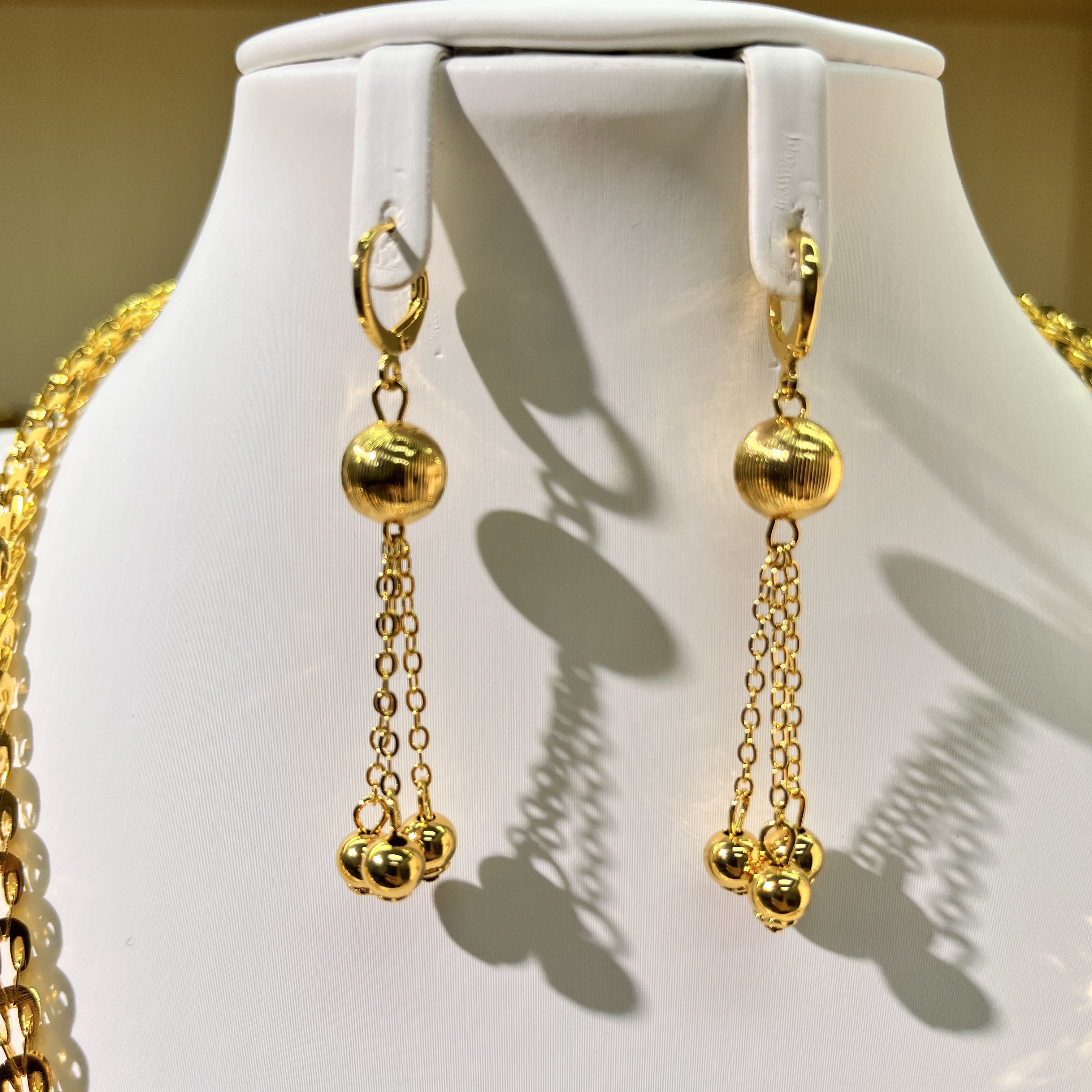3-piece Set: Earrings, Necklace, and Bracelet; Made of Copper with a 24K Gold-plated Finish, women's style-03