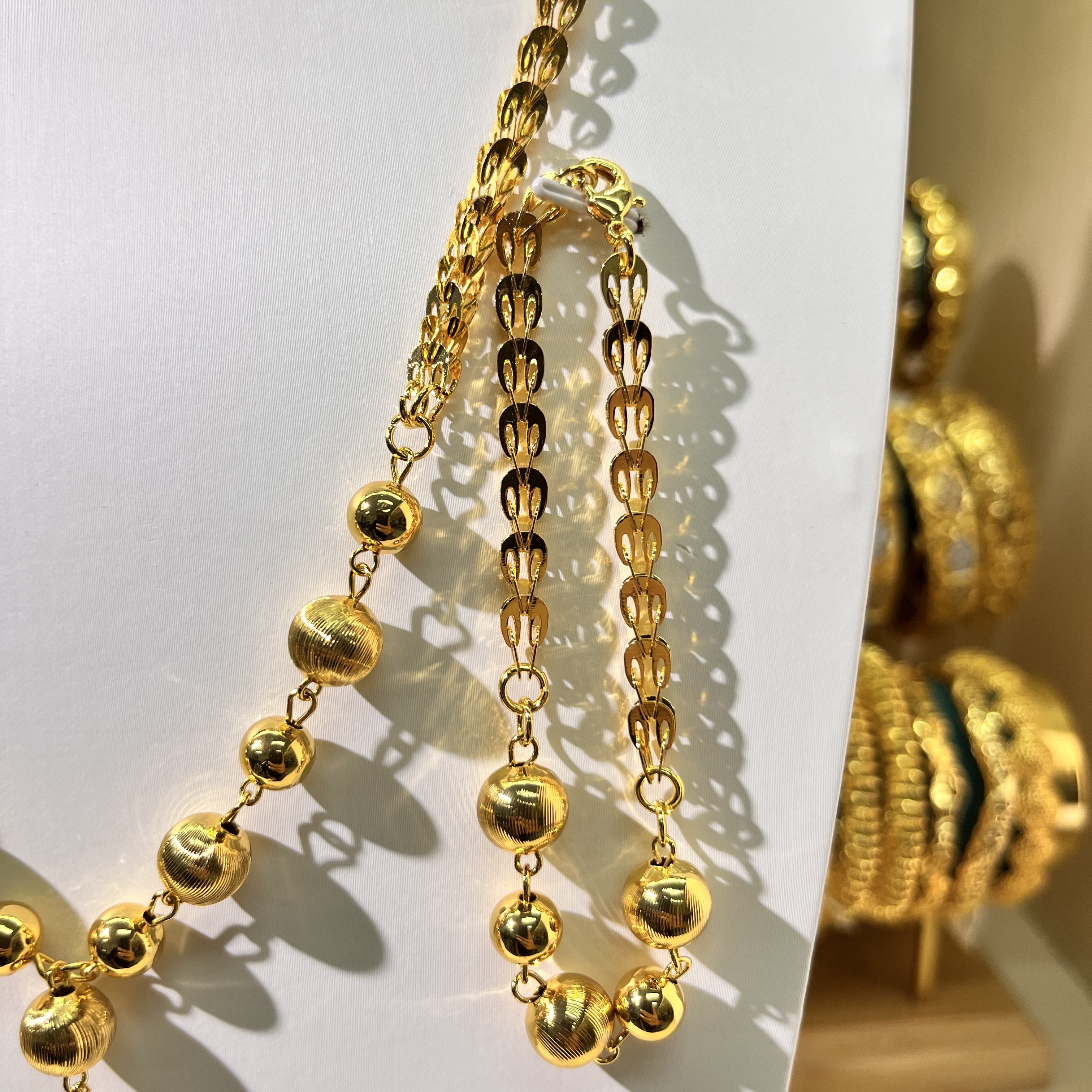 3-piece Set: Earrings, Necklace, and Bracelet; Made of Copper with a 24K Gold-plated Finish, women's style-03