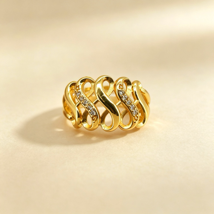 Gold-Plated Copper Zircon Ring-09