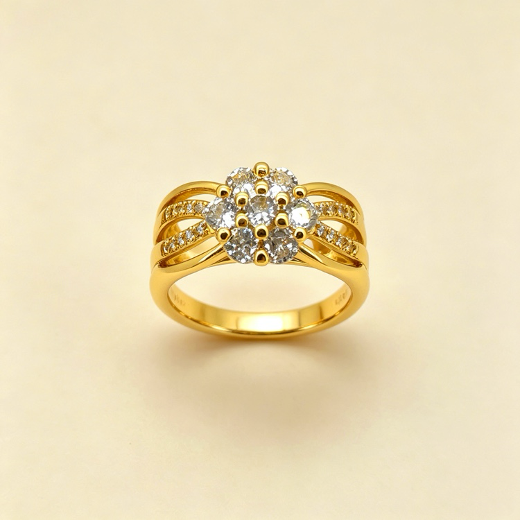 Gold-Plated Copper Zircon Ring-03