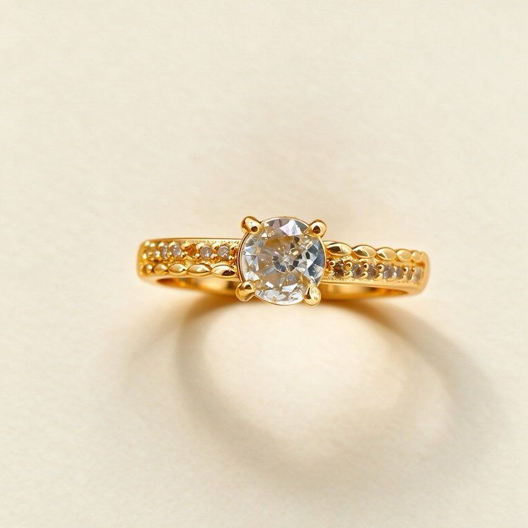 Gold-Plated Copper Zircon Ring-08