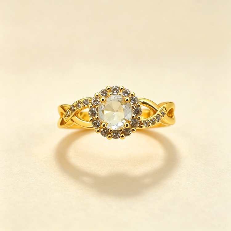 Gold-Plated Copper Zircon Ring-05