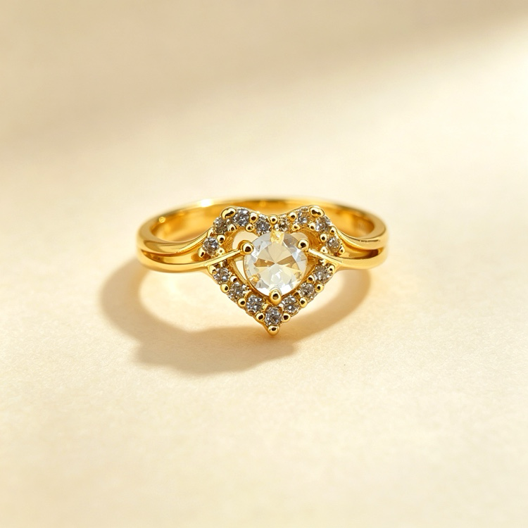 Gold-Plated Copper Zircon Ring-07
