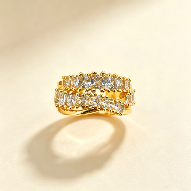 Gold-Plated Copper Zircon Ring-04