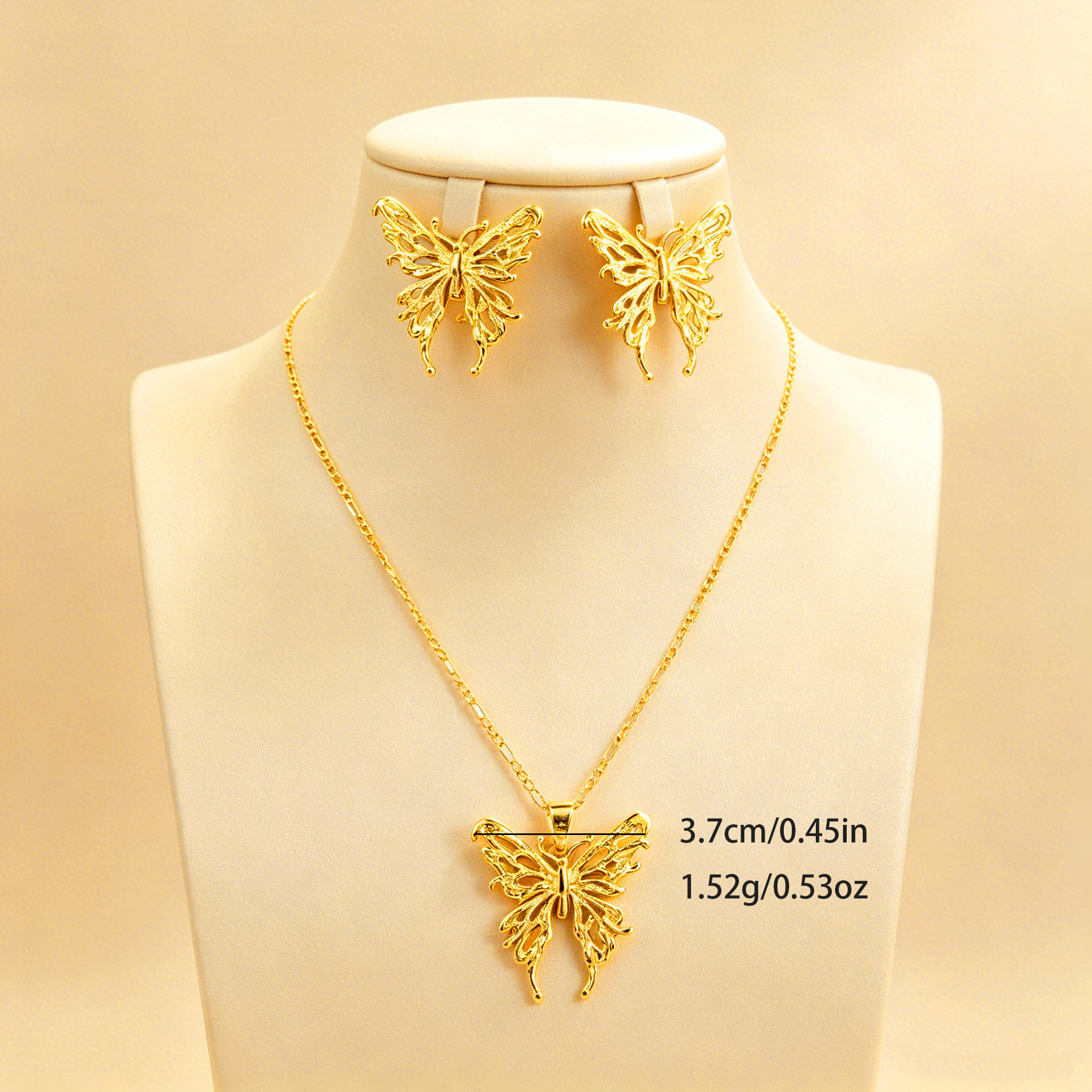 2-Piece Set: Earring  & Necklace, Iron with 24K Gold Plating for Women