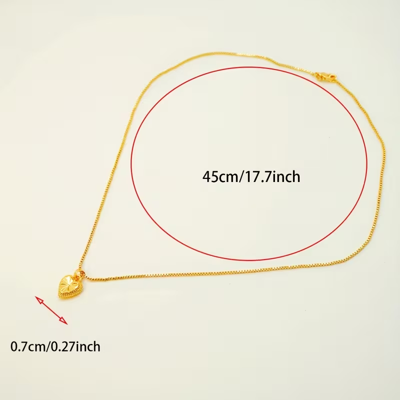 Gold-plated copper necklace with a heart-shaped pendant