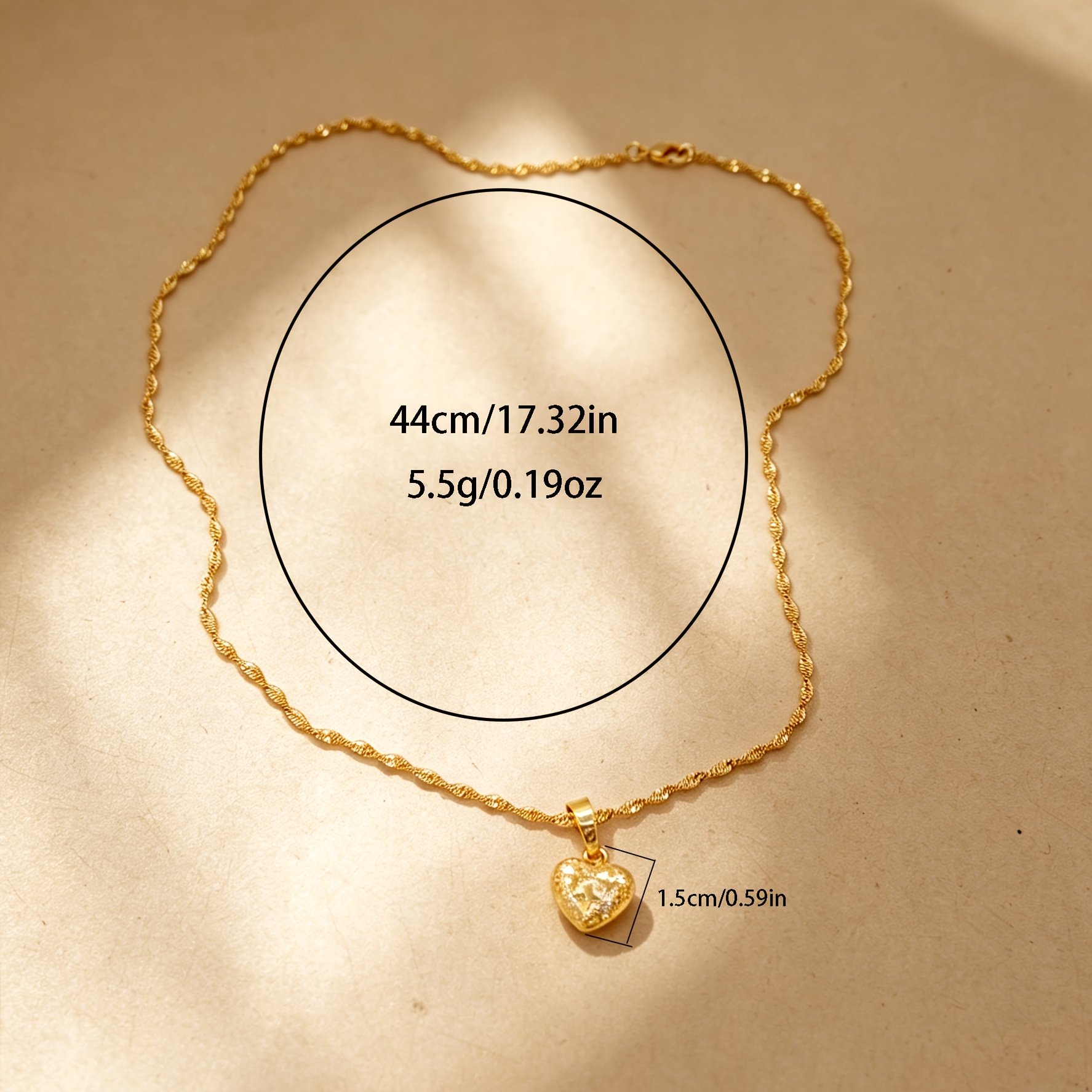 1pc Easy Cute Bohemian Style Heart with Frosted Water Wave Chain Copper Golden Plated Suitable for Women to Wear Suitable for Daily Dating Gift for Girlfriend Graduation Season Good Product
