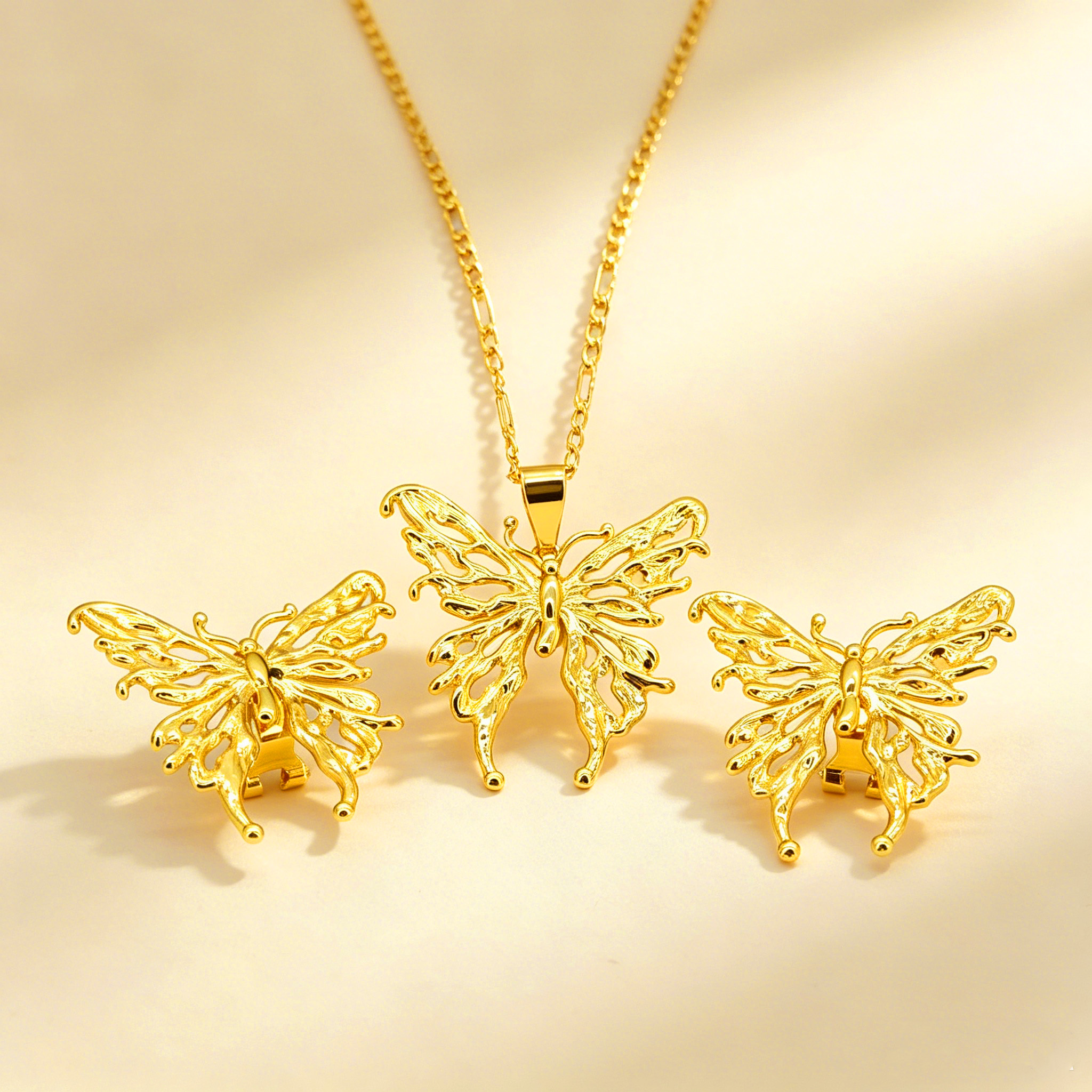 2-Piece Set: Earring  & Necklace, Iron with 24K Gold Plating for Women