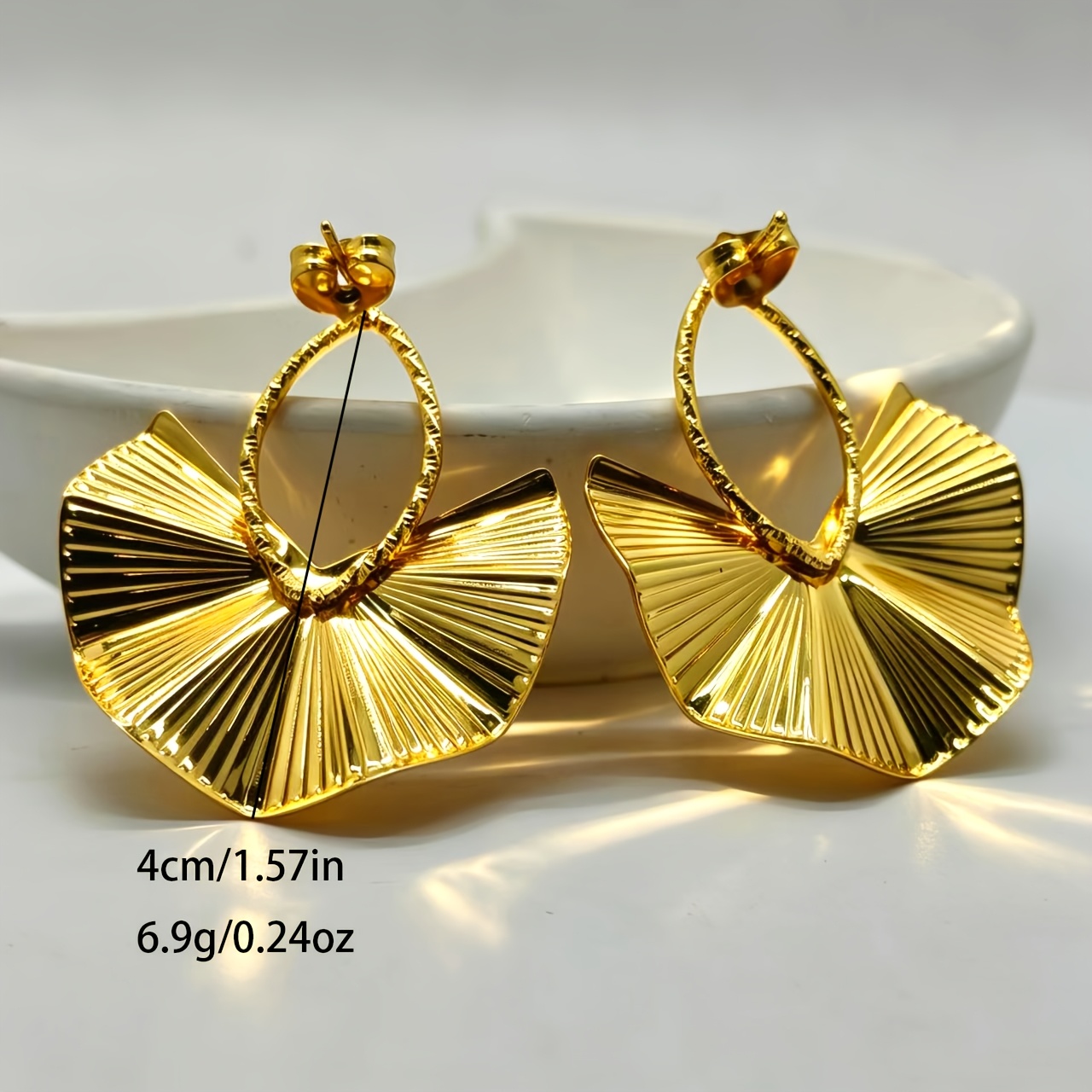 French-Style Light Luxury Brushed Fan-Shaped Earrings, High-End Niche Design Metal Earrings, Suitable for Daily Wear/Dates/Banquets/Parties-Grace Jewelry