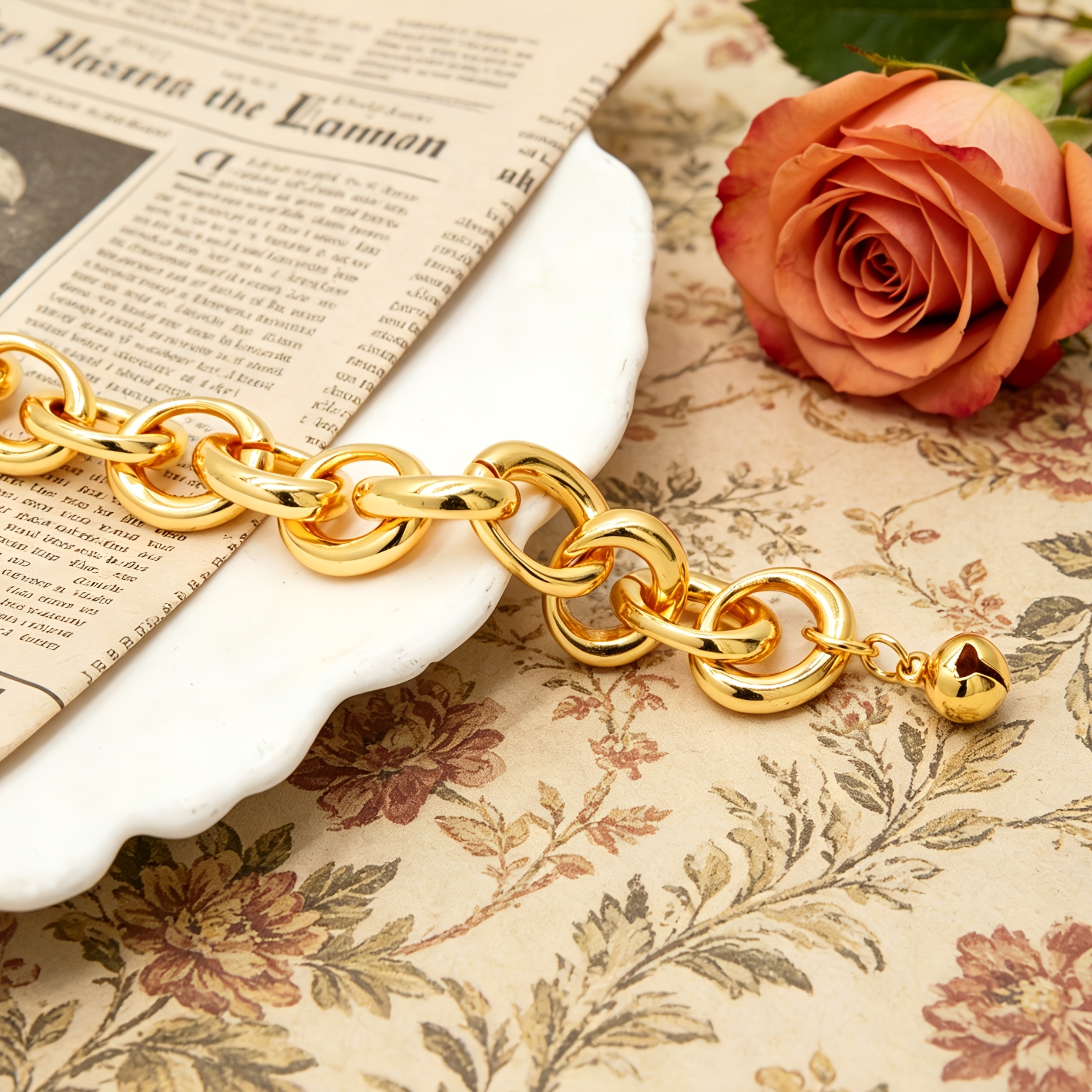 1pc Irregular Oval Geometric Shape Circle Ring Golden Plated Premium Easy Bohemian Style Easy to Wear S Chain Suitable for Gifting, Friend'S Gift, Graduation Present Best Bracelet-Grace Jewelry