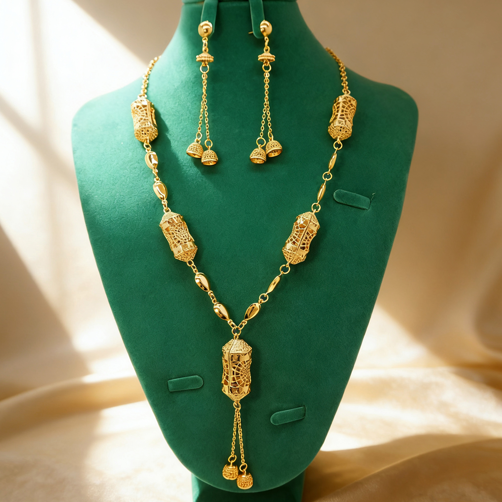 2-Piece Set: Earring  & Necklace, Iron with 24K Gold Plating for Women