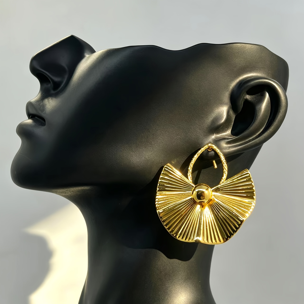 French-Style Light Luxury Brushed Fan-Shaped Earrings, High-End Niche Design Metal Earrings, Suitable for Daily Wear/Dates/Banquets/Parties-Grace Jewelry