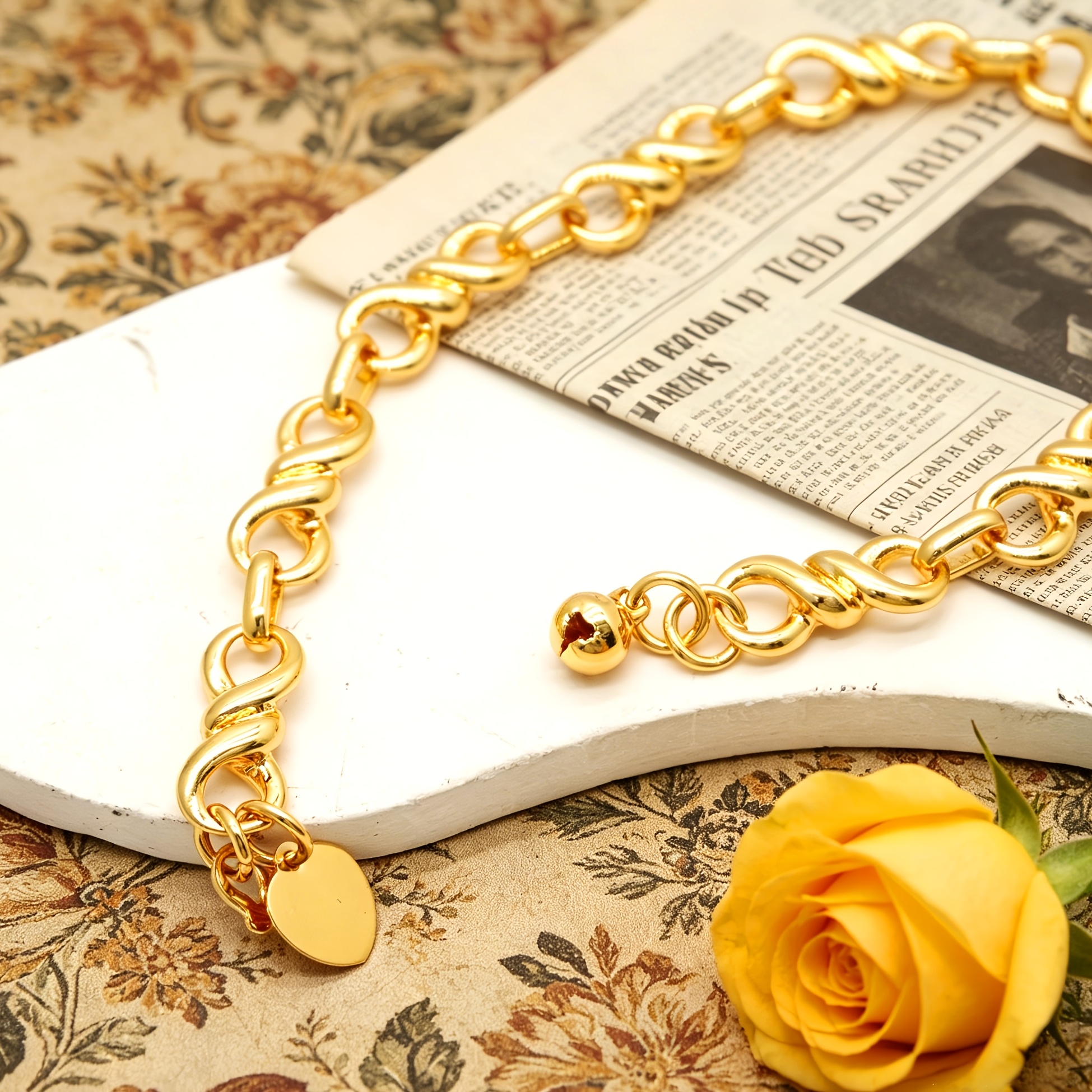 1pc Irregular Oval Geometric Shape Circle Ring Golden Plated Premium Easy Bohemian Style Easy to Wear S Chain Suitable for Gifting, Friend'S Gift, Graduation Present Best Bracelet-Grace Jewelry