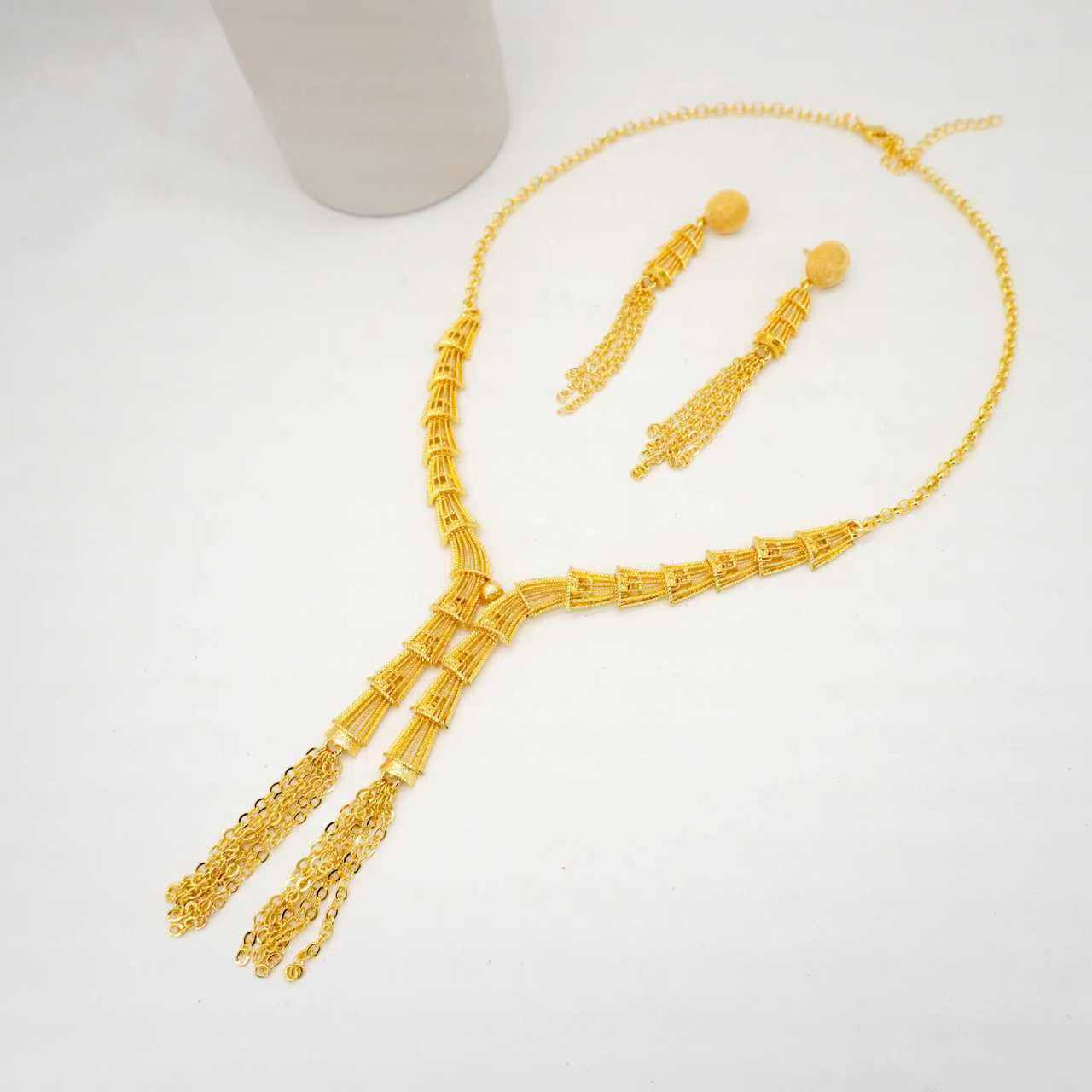 2-Piece Set: Earring and Necklace , Alloy with 24K Gold Plating for Women